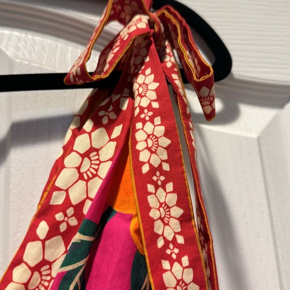 Farm Rio floral button down midi dress with bows on shoulders - Picture 5 of 8